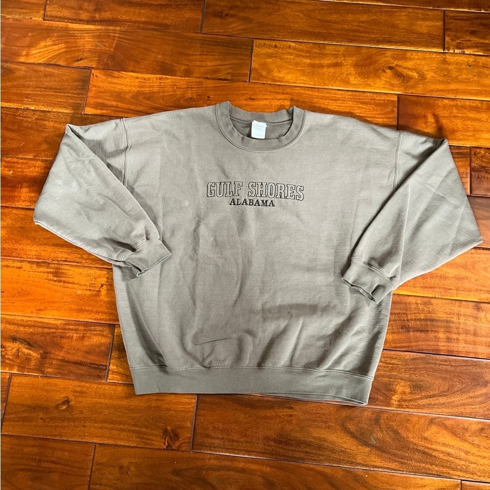 Olive Gulf Shores Alabama Crewneck Sweatshirt